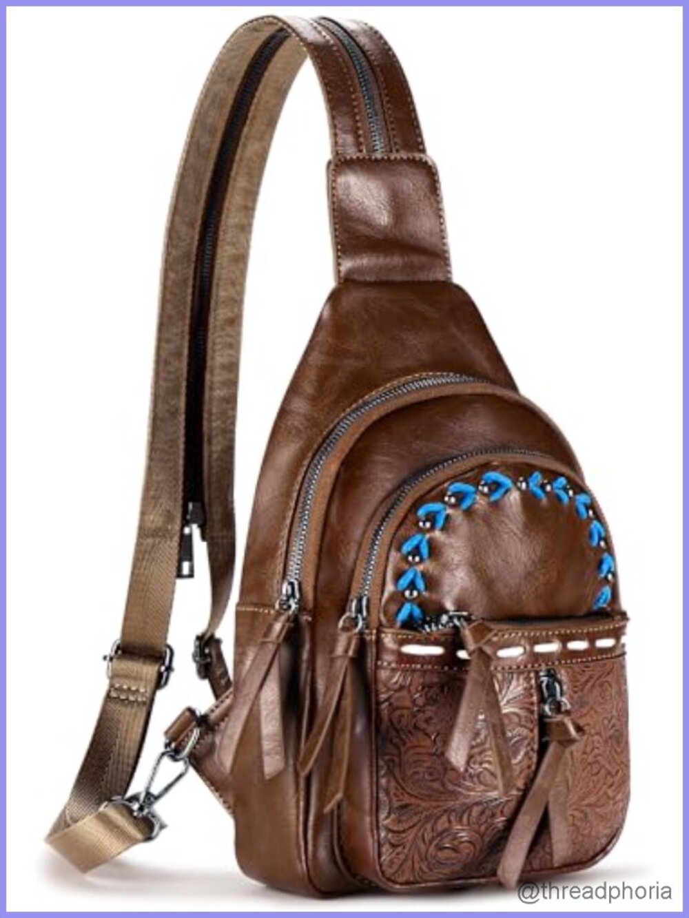 Trendy Sling Bag Crossbody PU Leather Fanny Pack Chest Bag Adjustable Strap